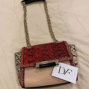 DVF 440 Mini Snake-Print Colorblock Shoulder Bag
